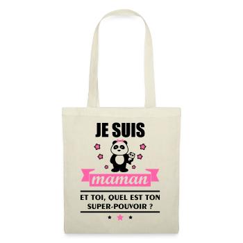 maman super pouvoir, cadeau fête des mères - Sac en tissu - nature - Devant