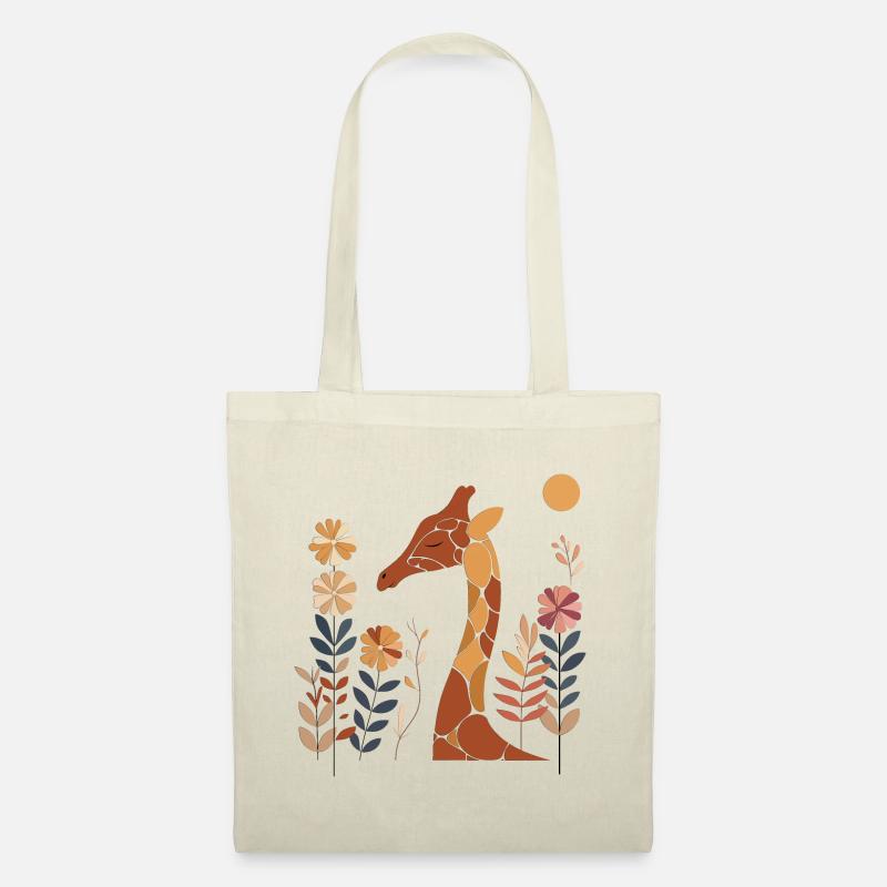 Florale Giraffe - Stoffbeutel - Natur