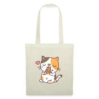 Cute Calico Cat Eating Pizza - Tote Bag - nature - Front
