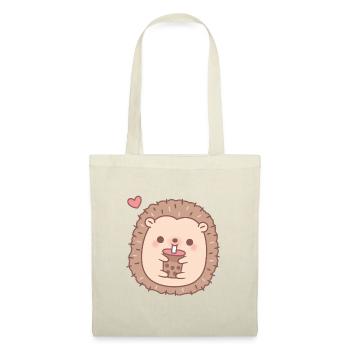 Cute Little Hedgehog Loves Bubble Tea - Tote Bag - nature - Front