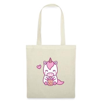 Cute Unicorn Drinking Boba Tea - Tote Bag - nature - Front