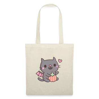 Cute Vampire Cat With Pumpkin - Tote Bag - nature - Front