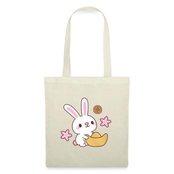 Lapin mignon avec lingot, année du lapin - Sac en tissu - nature - Devant