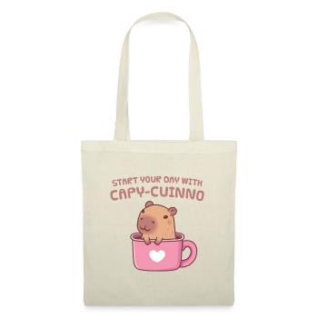 Cute Capybara Start Your Day With Capyuccino Coffe - Tote Bag - nature - Front