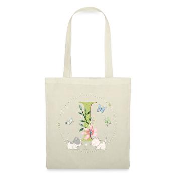 Lettre initiale I avec chat - Sac en tissu - nature - Devant