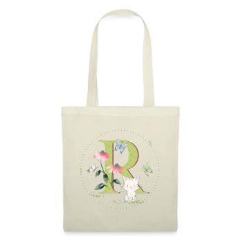 Lettre initiale R avec chat - Sac en tissu - nature - Devant