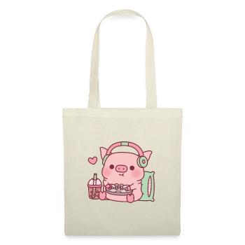 Cute Gamer Pig Loves Playing Video Games - Tote Bag - nature - Front