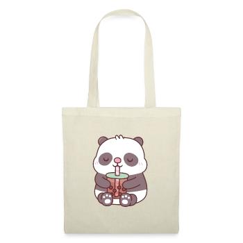Cute Chubby Panda Bear Drinking Bubble Tea - Tote Bag - nature - Front