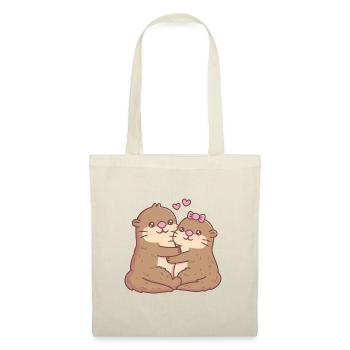 Loutres mignonnes amoureuses s’étreignant - Sac en tissu - nature - Devant