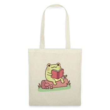 Grenouille mignonne lisant un livre à l’extérieur - Sac en tissu - nature - Devant