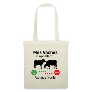 mes vaches m'appellent faut que j'y ailler - Sac en tissu - nature - Devant
