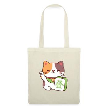 Cute Lucky Calico Cat With Mahjong Tile Funny - Tote Bag - nature - Front