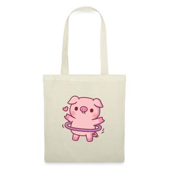 Cochon mignon avec cerceau - Sac en tissu - nature - Devant