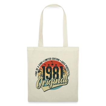 Original 1981 Jahrgang Vintage Geburtstag - Stoffbeutel - Natur - Vorne