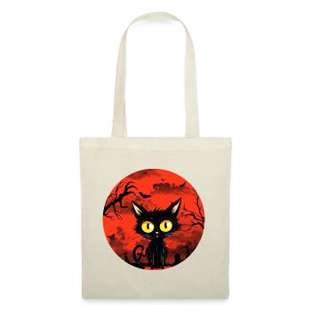 Mignon Retro Halloween Cat T-shirt Cimetière - Sac en tissu - nature - Devant