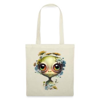 Mignon extraterrestre avec des fleurs - Sac en tissu - nature - Devant