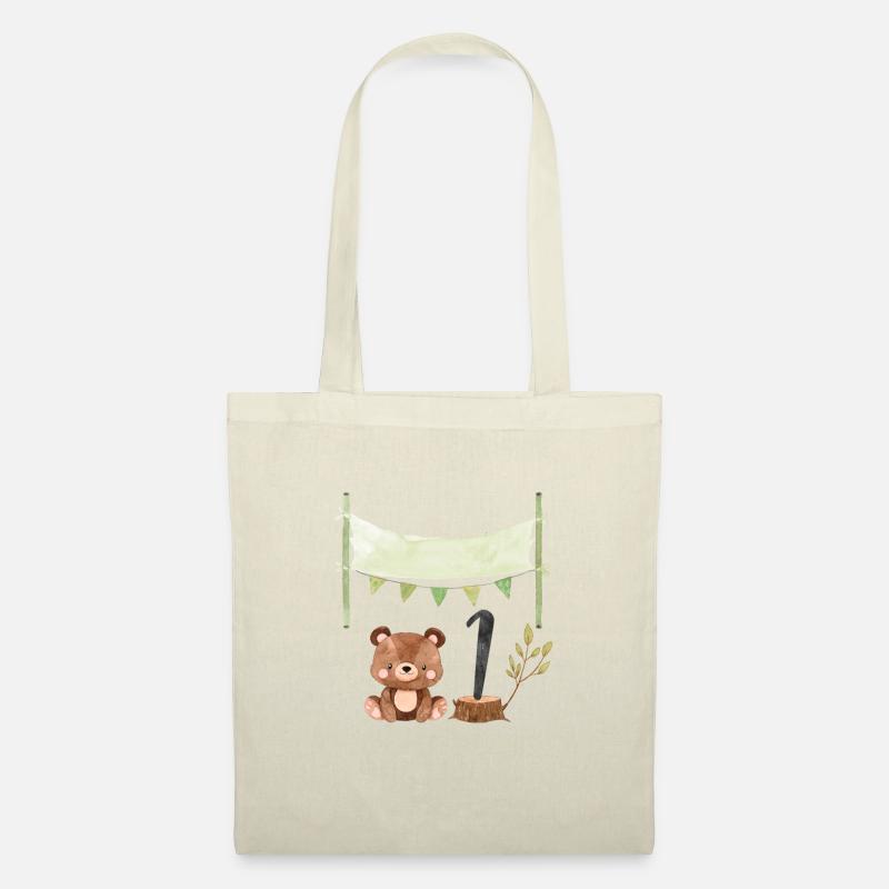 1 Jahr Baby Bär - Stoffbeutel - Natur