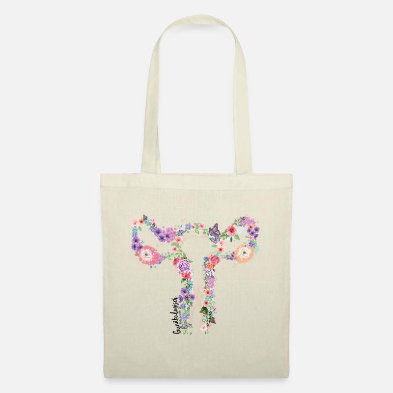 Uterus Blumen - Stoffbeutel - Natur