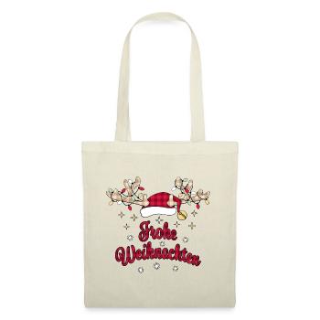 Frohe Weihnachten, Ugly Christmas Sweater, Plaid - Stoffbeutel - Natur - Vorne