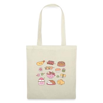 Niedliches japanisches Essensset Ramen Sushi Curry und mehr - Stoffbeutel - Natur - Vorne