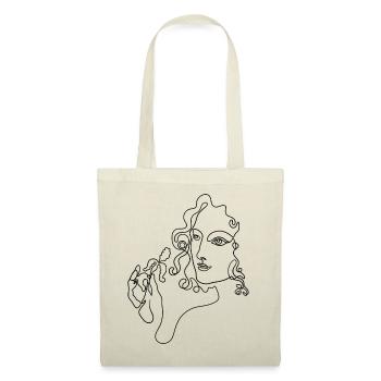 Line Art eine Linie Portrait Blume Cottagecore - Stoffbeutel - Natur - Vorne