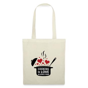 Kochen ist Liebe in essbarer Form. - Stoffbeutel - Natur - Vorne