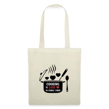 Kochen ist Liebe in essbarer Form. - Stoffbeutel - Natur - Vorne