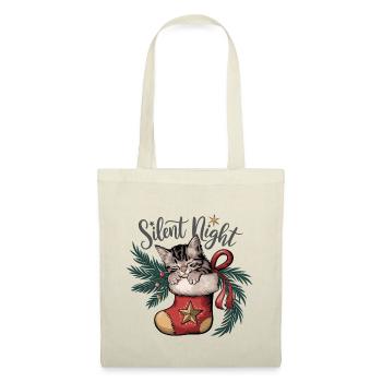 Stille Nacht – Kätzchen im Weihnachtsstrumpf - Stoffbeutel - Natur - Vorne