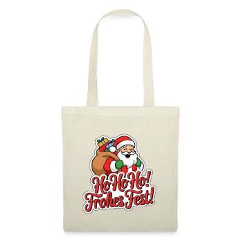 Weihnachtsmann – Ho Ho Ho! Frohes Fest - Stoffbeutel - Natur - Vorne