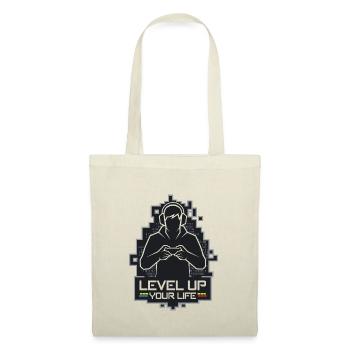 Level Up Your Life – Gamer-Silhouette - Stoffbeutel - Natur - Vorne