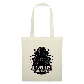 Level Up Your Life – Gamer-Silhouette - Stoffbeutel - Natur - Vorne