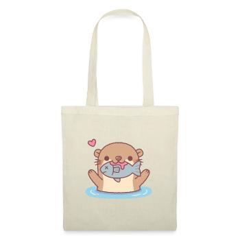 Cute Otter Catching Fish Funny - Tote Bag - nature - Front