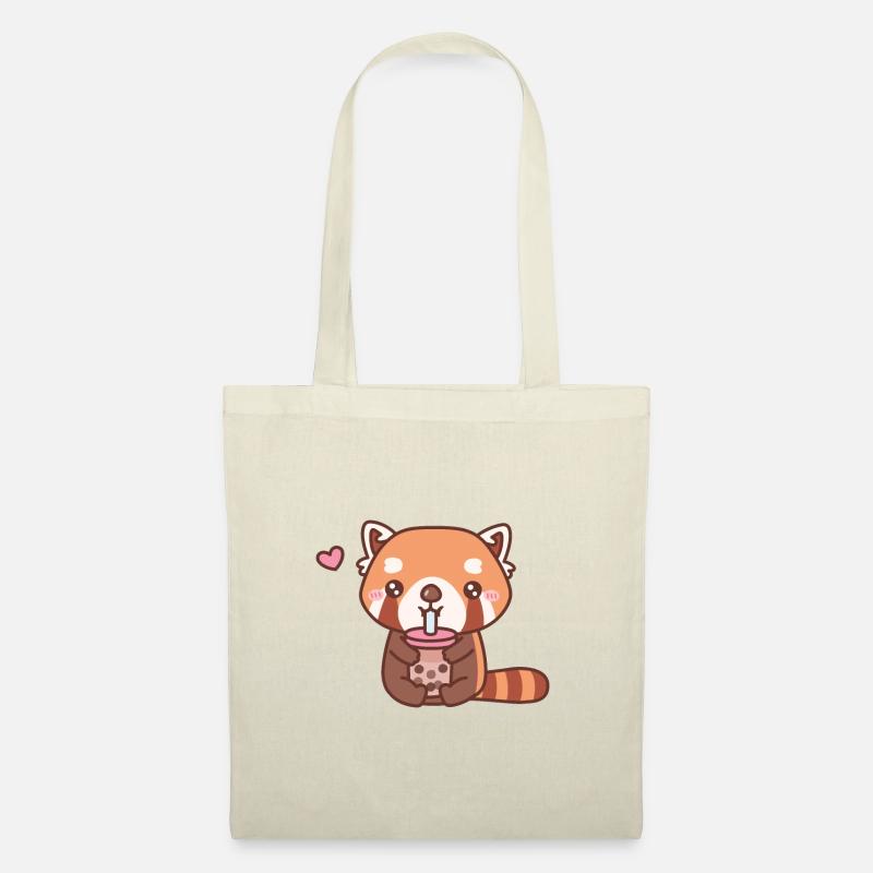 Süßer roter Panda liebt Bubble Milk Tee - Stoffbeutel - Natur
