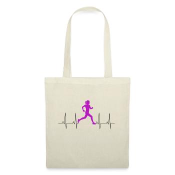Fitness Running Funny Ladies EKG Runner Heartbeat - Tote Bag - nature - Front