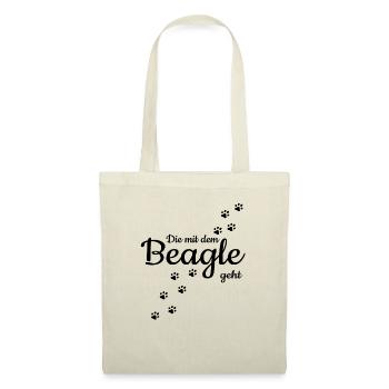 Die Mit Dem Beagle Geht Hund Spazieren Hunde Gassi - Stoffbeutel - Natur - Vorne