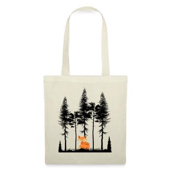 Süßer Fuchs im Wald Retro Muster Vintage Baum Wald - Stoffbeutel - Natur - Vorne