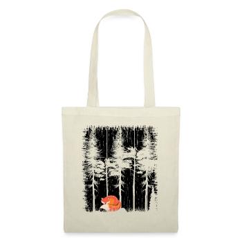 Süßer Fuchs im Wald Retro Muster Vintage Baum Wald - Stoffbeutel - Natur - Vorne