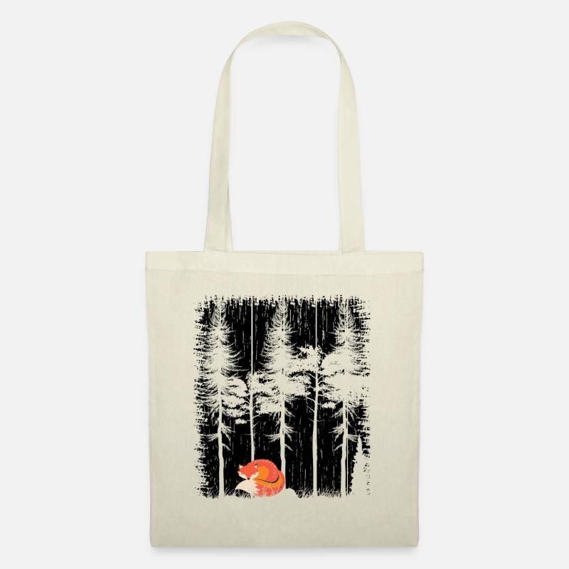 Süßer Fuchs im Wald Retro Muster Vintage Baum Wald - Stoffbeutel - Natur