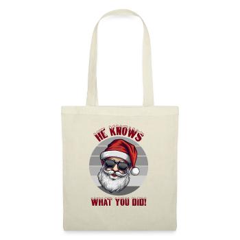 He knows what you did Christmas Santa - Stoffbeutel - Natur - Vorne