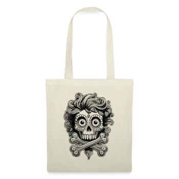 Urbane Streetwear Rebellion: Föhnfrisur Totenkopf - Stoffbeutel - Natur - Vorne