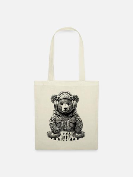 Teddybär an den Decks – Perfektes Shirt für Partys - Stoffbeutel - Natur