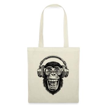 Cooles Schimpansen-Shirt für Vinyl-Fans - Stoffbeutel - Natur - Vorne