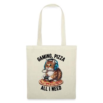 Drôles de chats Jeux Pizza Gamer Gamer Jeux - Sac en tissu - nature - Devant