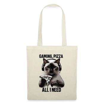 Drôles de chats Jeux Pizza Gamer Gamer Jeux - Sac en tissu - nature - Devant