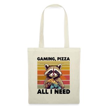 Funny Raccoon Gaming Pizza Gamer Gamer Gaming - Tote Bag - nature - Front