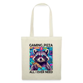 Funny Raccoon Gaming Pizza Gamer Gamer Gaming - Tote Bag - nature - Front