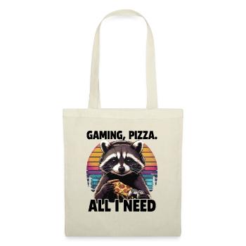 Funny Raccoon Gaming Pizza Gamer Gamer Gaming - Tote Bag - nature - Front