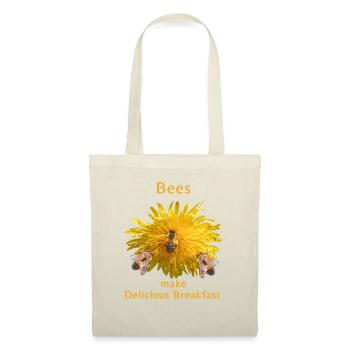 Abeilles faisant un délicieux petit déjeuner, pissenlit, fleur - Sac en tissu - nature - Devant