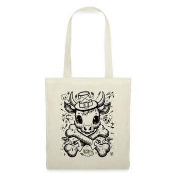 T-shirt de style crâne de vache bande dessinée rebelle - Sac en tissu - nature - Devant