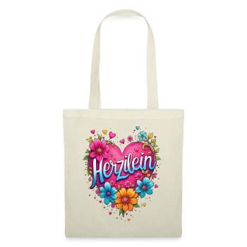 Herzilein, Herz, Geschenk, Liebeserklärung, Liebe - Stoffbeutel - Natur - Vorne